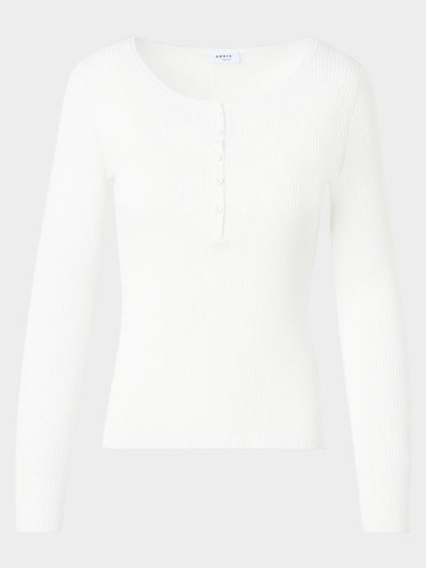 AKRIS Cotton Knit Henley Sweater