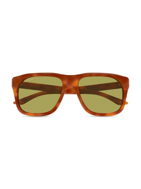 GUCCI Men's Flag 55MM Square Sunglasses - Brown Green