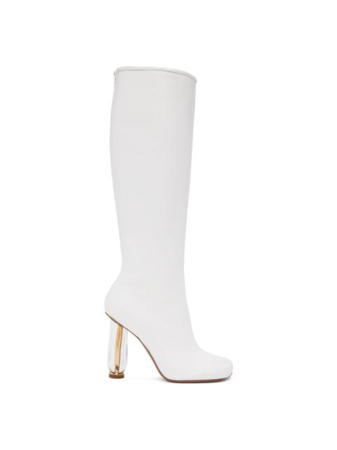 White Cylindrical Heel Boots