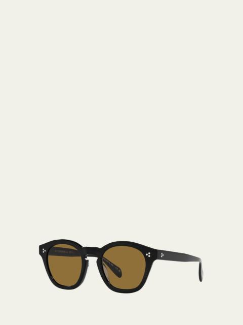 Oliver Peoples Men's Boudreau LA 48 Round Acetate Sunglasses