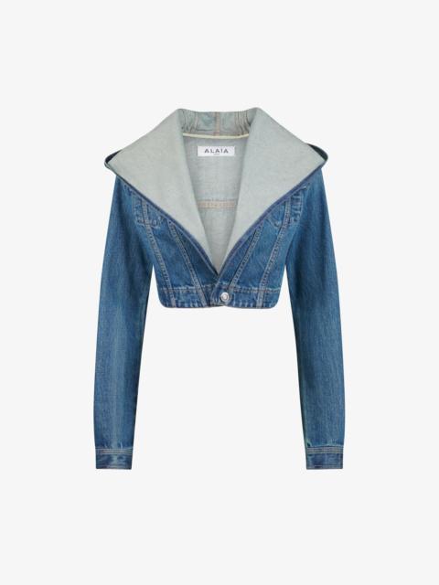 Alaïa Archetypes cropped hooded denim jacket | netaporter