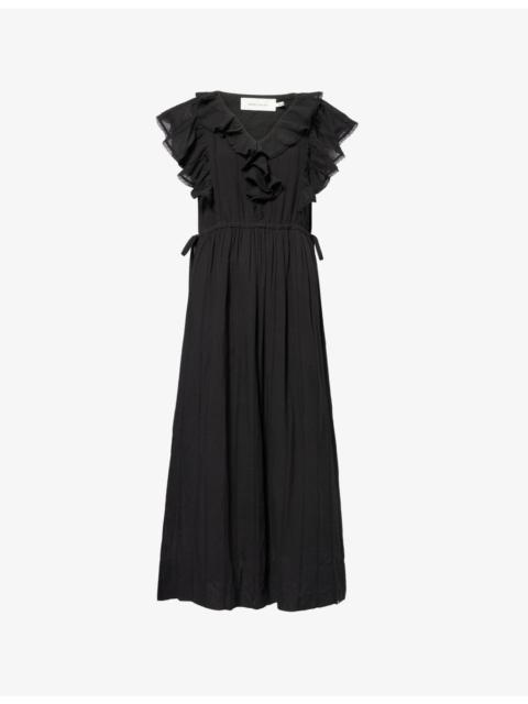 SKALL Clea Ruffled Cotton Midi Dress