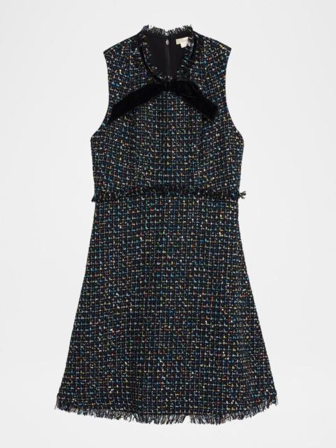 Shoshanna Alicia Bow-Front Shimmer Tweed Mini Dress
