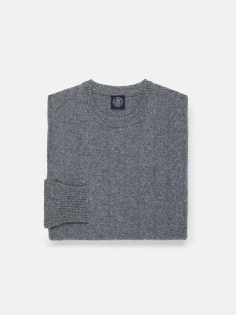 J. PRESS GREY LAMBSWOOL CABLE CREWNECK SWEATER