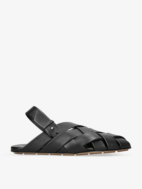 Intrecciato-weave buckled leather sandals