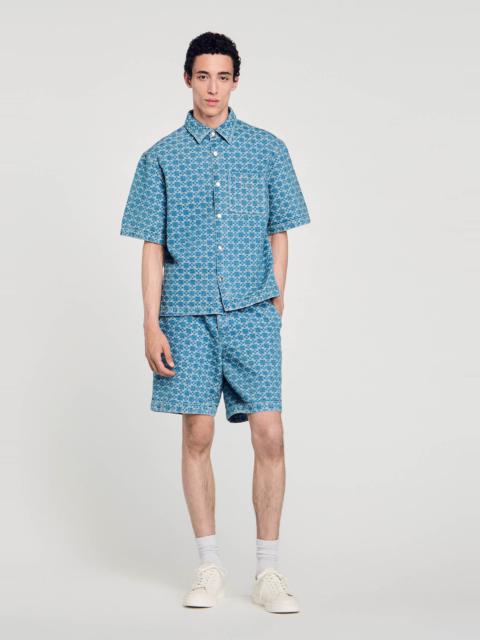 Sandro SQUARE CROSS DENIM SHIRT