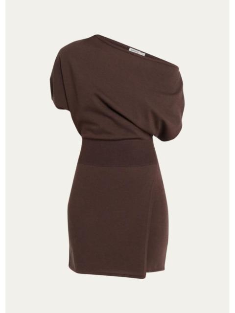 SIMKHAI Shania Asymmetric Wool Mini Dress