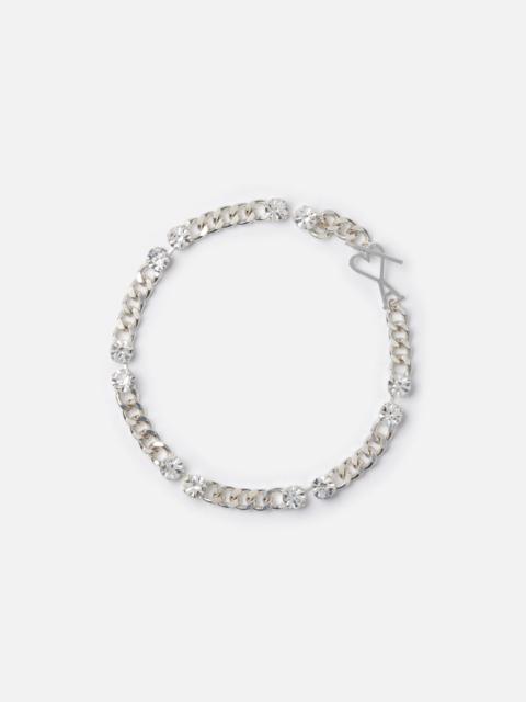 AMI Paris Ami De Coeur Curb Chain And Strass Necklace