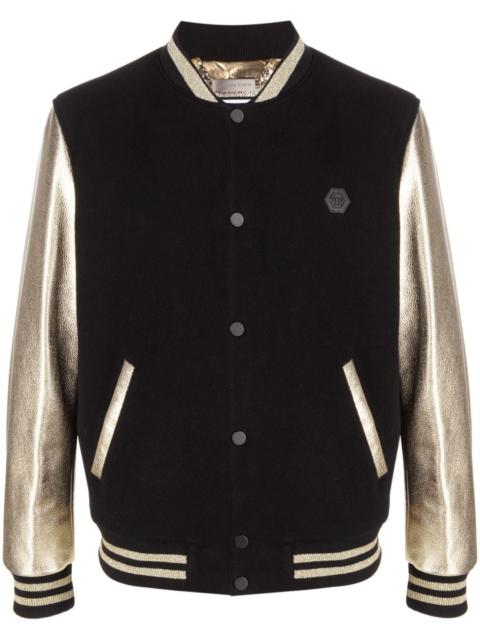 metallic effect-sleeves bomber jacket