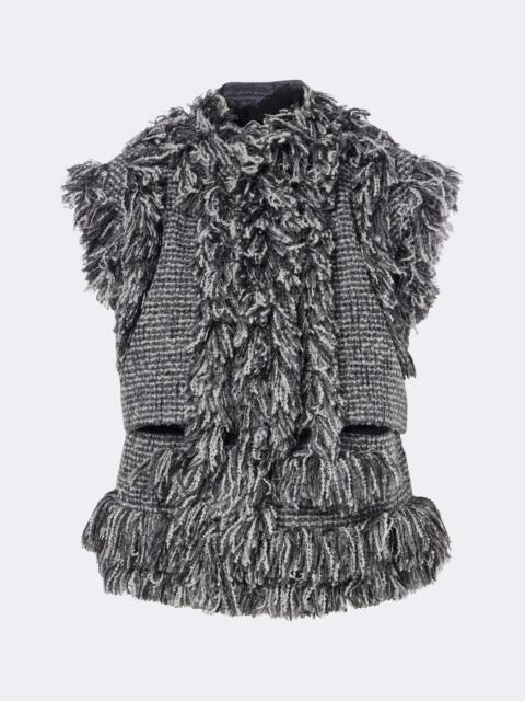 sacai Fringed wool-blend tweed vest