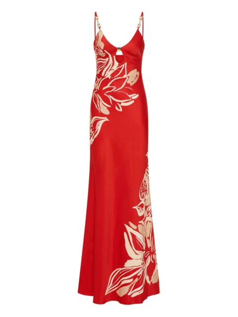 REBECCA VALLANCE Tallara chain-embellished floral maxi dress