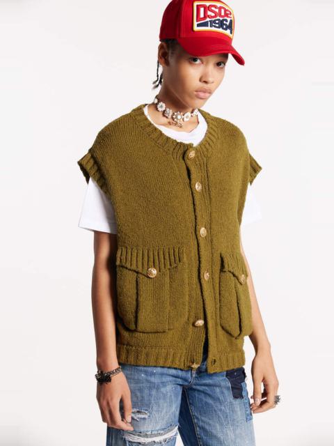 DSQUARED2 PATCH POCKET VEST KNIT