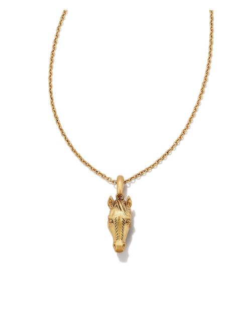 KENDRA SCOTT Beau Horse Pendant Necklace in Vintage Gold