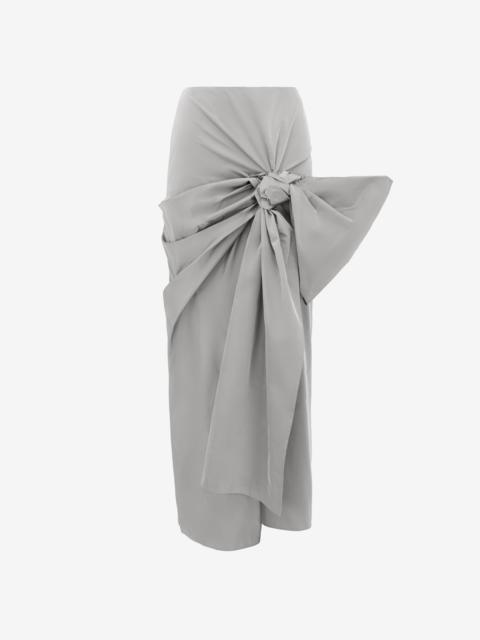 Women's Bow Detail Slim Skirt in Silver