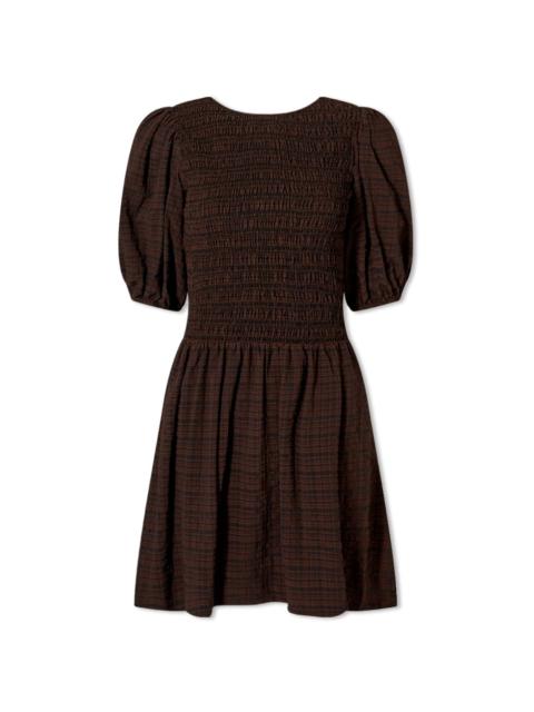 GANNI GANNI Stretch Seersucker Smock Mini Dress