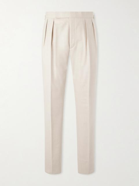 Ralph Lauren Straight-Leg Pleated Wool-Flannel Trousers