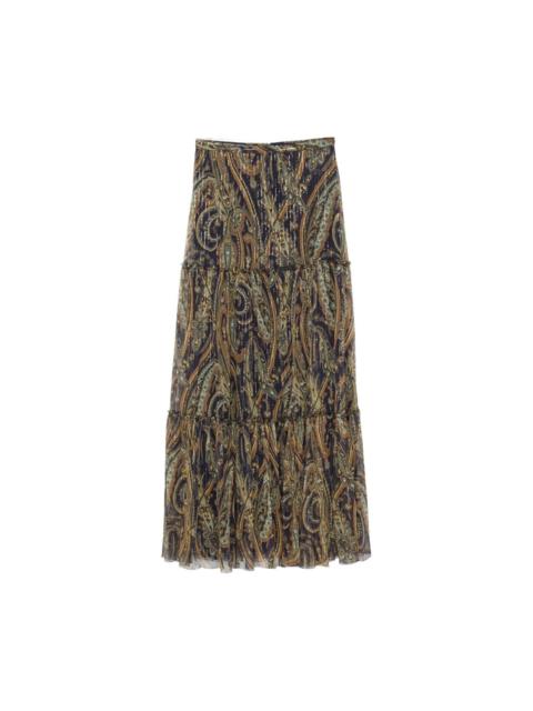 Etro Printed silk long skirt