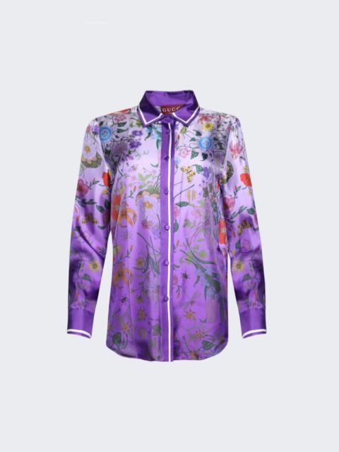 GUCCI Printed Silk Shirt Lilac And Purple