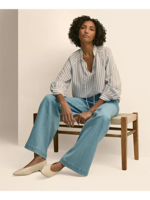Brooks Brothers Relaxed Tie-Neck Stripe Peasant Blouse