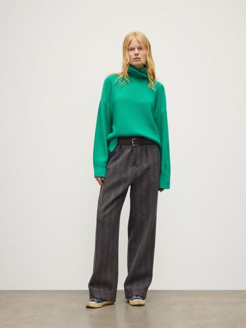 Johnstons of Elgin Maggie Reverse Stitch Roll Neck Green Cashmere Jumper