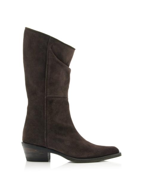 KHAITE Clive Suede Knee Boots brown
