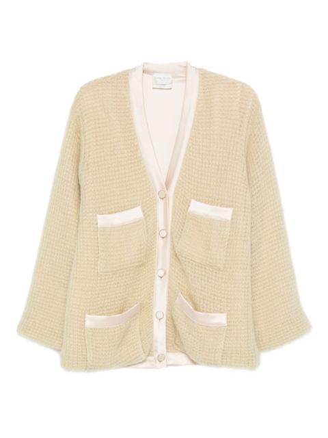 forte_forte waffle-knit pocket cardigan