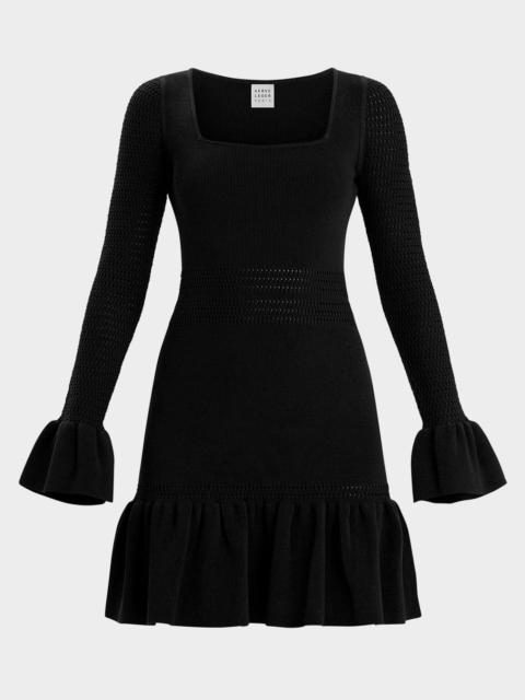 HERVE LEGER Colette Ruffle Long-Sleeve Mini Dress