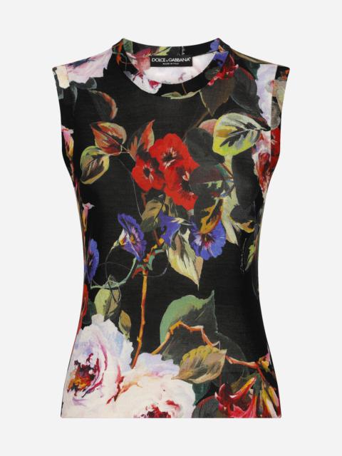 Dolce & Gabbana Silk tank top with rose garden print