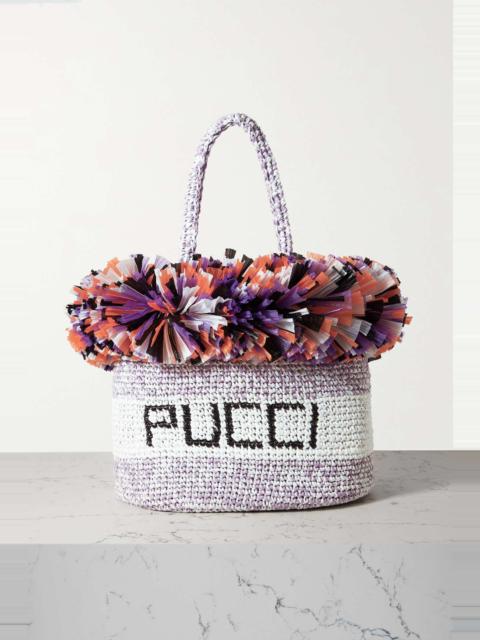 PUCCI Fringed woven raffia tote