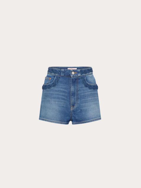 Valentino EMBROIDERED DENIM SHORTS