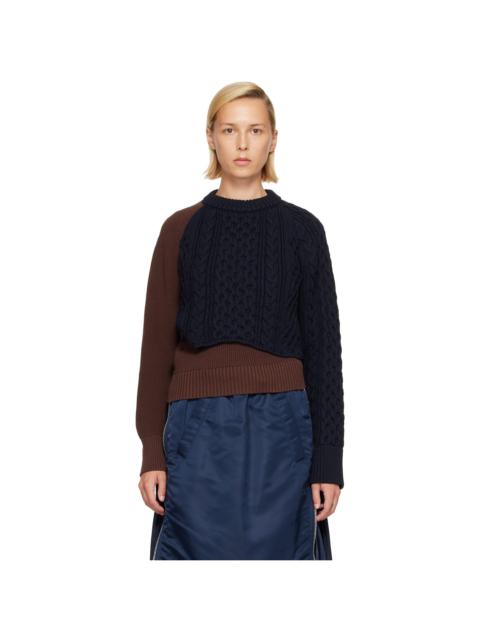 sacai Brown Cotton Cashmere Knit Sweater
