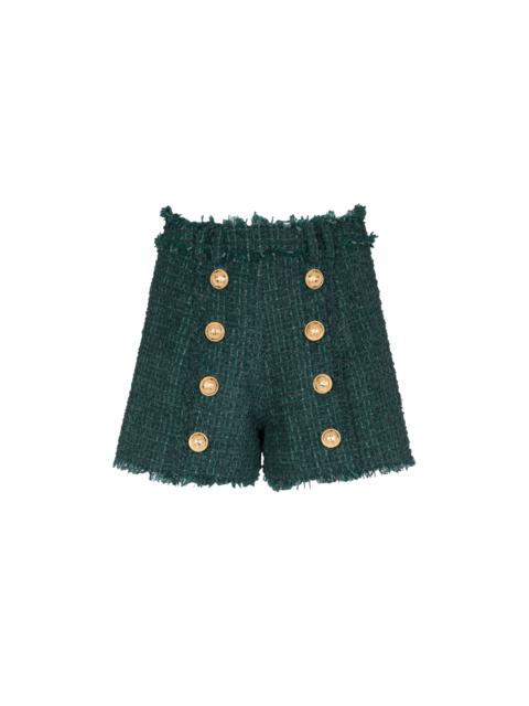 Tweed shorts with buttons