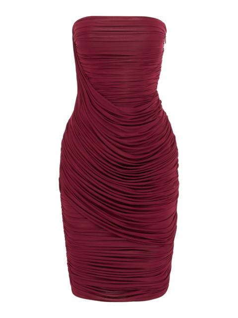 ALEX PERRY Strapless Draped Knee-Length Dress burgundy
