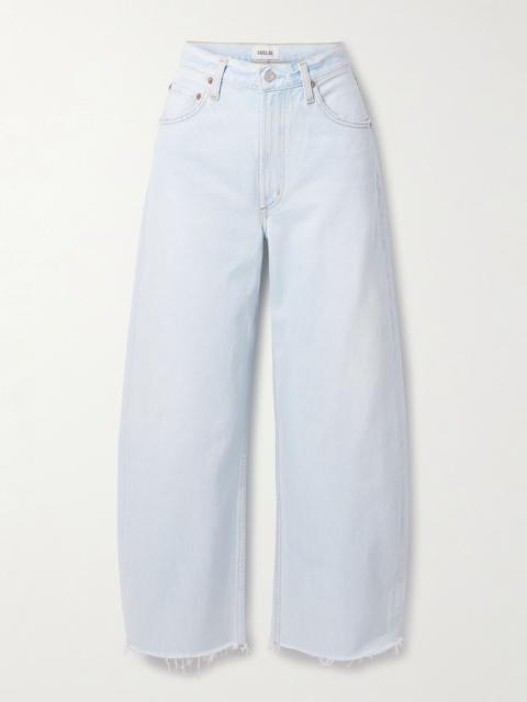 AGOLDE Low Curve frayed mid-rise wide-leg jeans Light denim