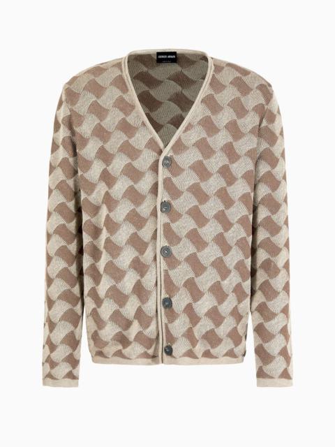 GIORGIO ARMANI Jacquard cotton, Lyocell and cashmere cardigan