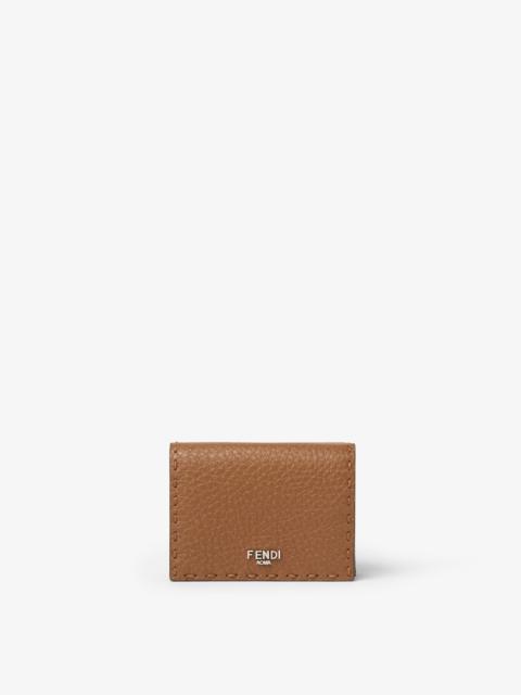 FENDI Selleria Wallet Tan-color and sunflower yellow Selleria tri-fold wallet with 60 hand-sewn stitches