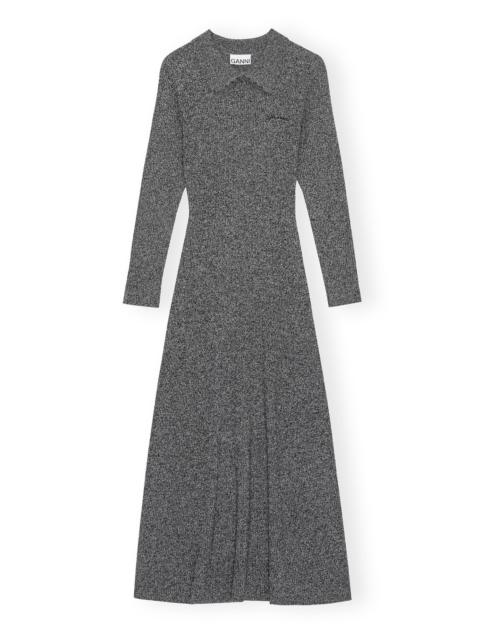 GANNI GREY COLLAR MAXI DRESS