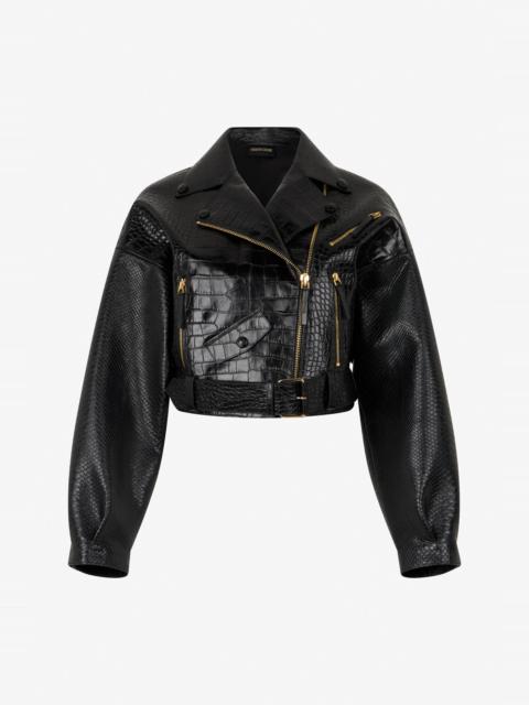 Roberto Cavalli Black Leather Biker Jacket