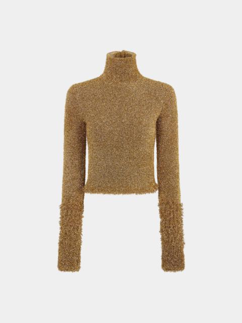 rabanne TURTLENECK SWEATER WITH GOLD METALIZED EFFECT