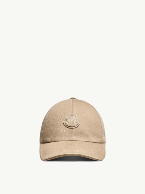 Moncler Leather Logo Cotton Gabardine Baseball Cap