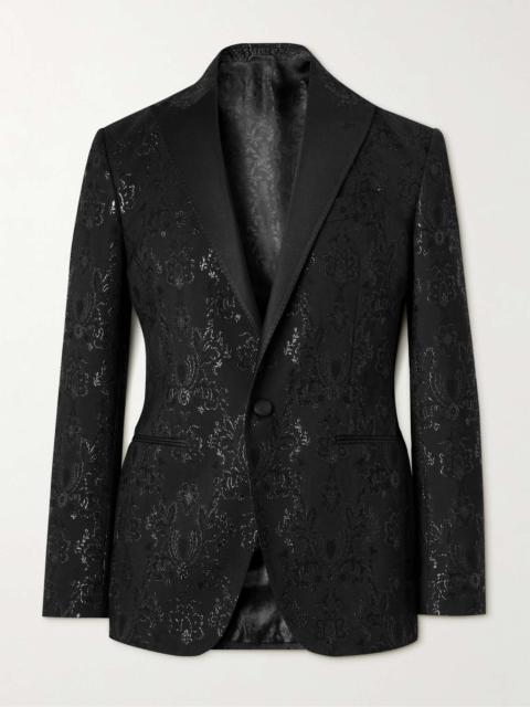 Silk-Trimmed Paisley-Jacquard Wool-Blend Tuxedo Jacket