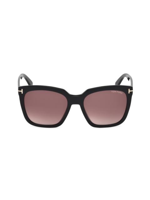 TOM FORD Women's Amarra 55MM Square Sunglasses - Black Gradient Burgundy