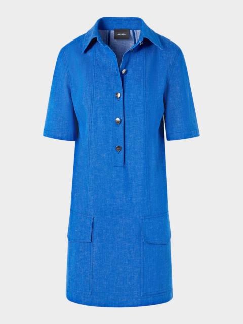 AKRIS Short-Sleeve Cotton Stretch Denim Mini Polo Dress