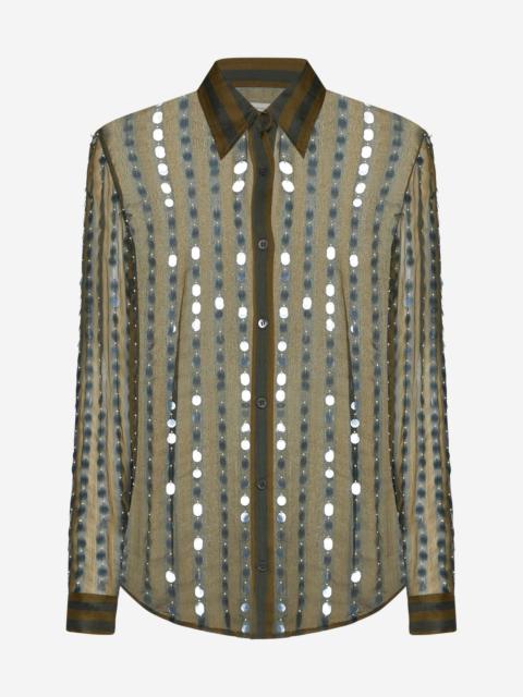 Applique’-detail silk shirt