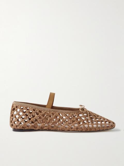 LOEFFLER RANDALL Leonie Grosgrain-trimmed Raffia Mary Jane Ballet Flats
