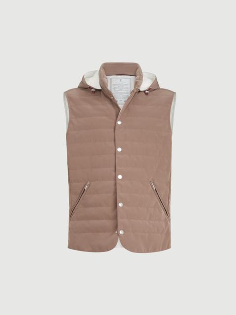 Brunello Cucinelli Bonded nylon down vest with detachable hood