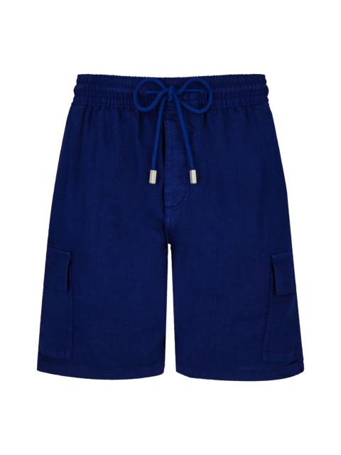 Vilebrequin Men Linen Bermuda Shorts Cargo Pockets