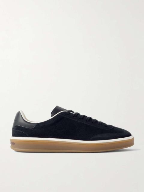 Loro Piana Tennis Walk Leather-Trimmed Suede Sneakers