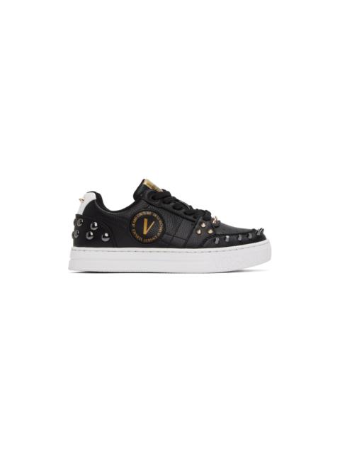 VERSACE JEANS COUTURE Black Court 88 Spiked Sneakers