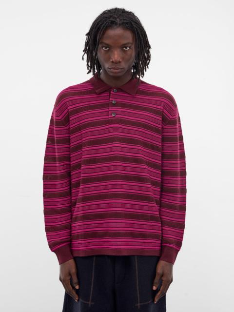 WALES BONNER Burgundy Billie Knit Polo Shirt